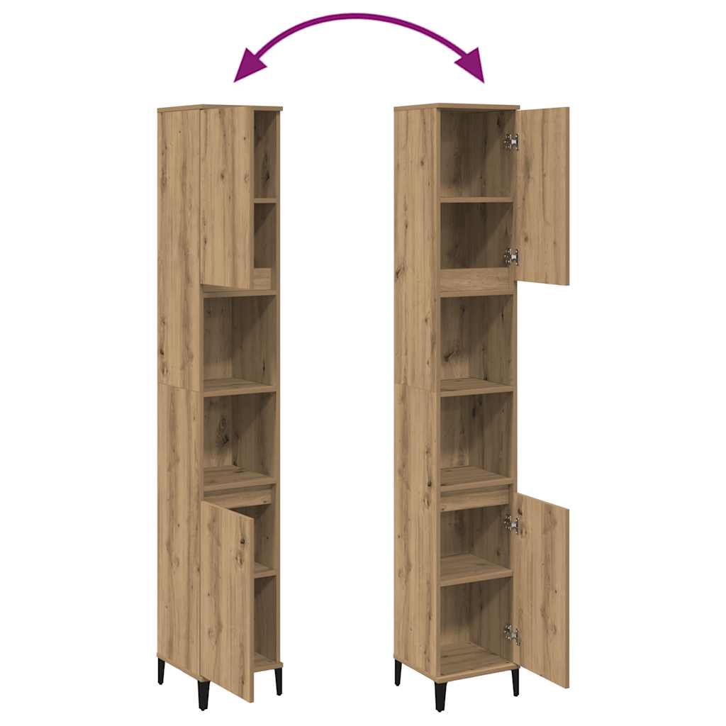 Bathroom Cabinet Artisan Oak 30x30x190 cm Engineered Wood