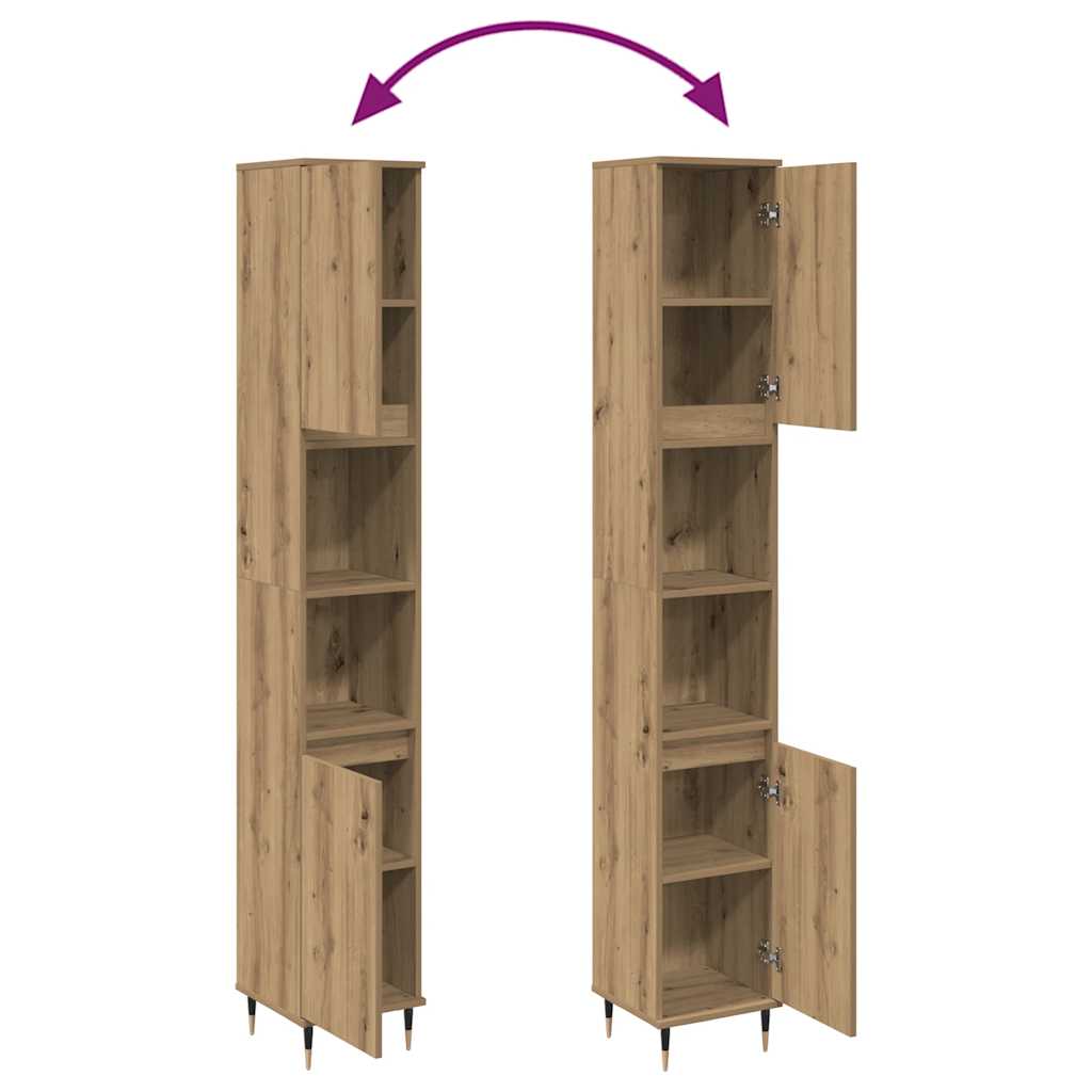 Bathroom Cabinet Artisan Oak 30x30x190 cm Engineered Wood