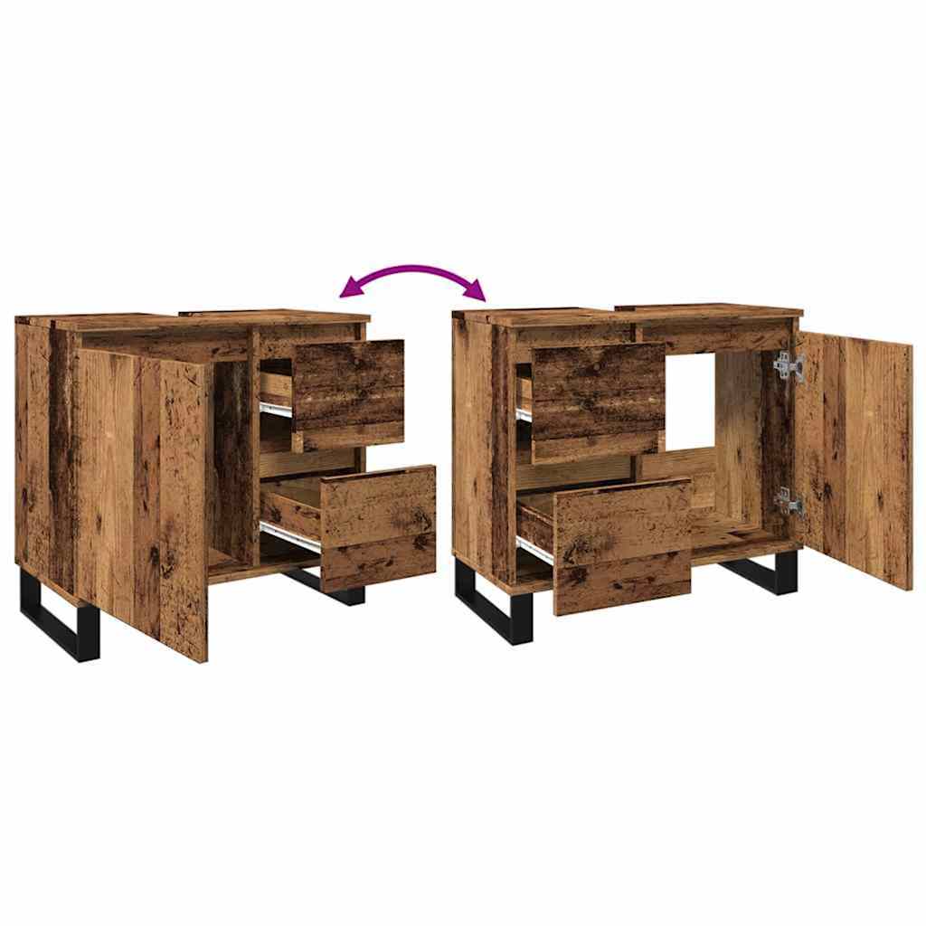 Bathroom Sink Cabinet | Old wood | Engineered Wood, Iron