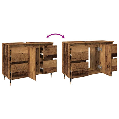 Bathroom Cabinet Old Wood 80x33x60 cm Engineered Wood