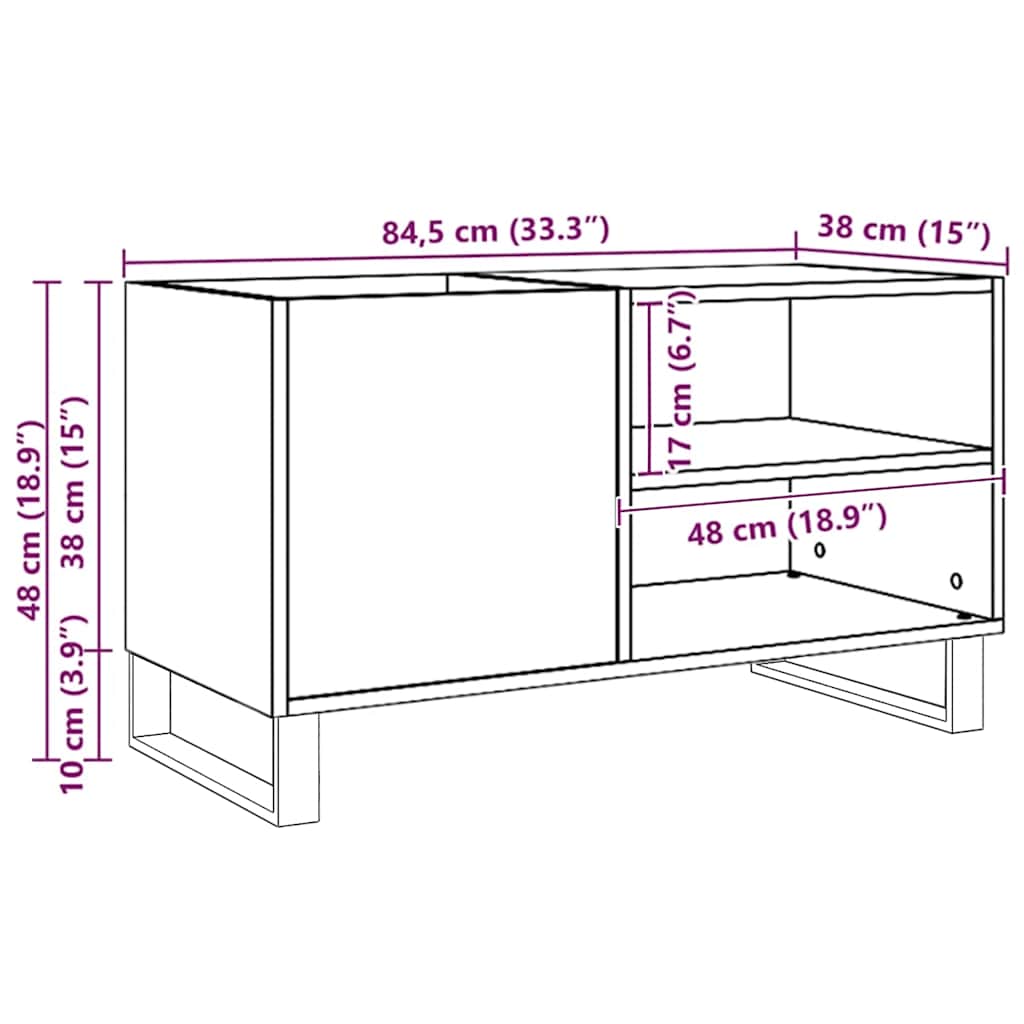 Record Cabinet Artisan Oak 84.5x38x48 cm Engineered Wood