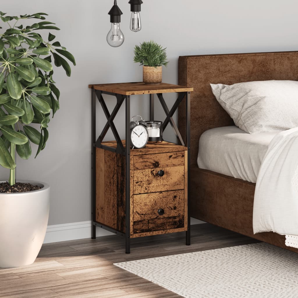 Bedside Cabinet Old Wood 34x35.5x70 cm Engineered Wood