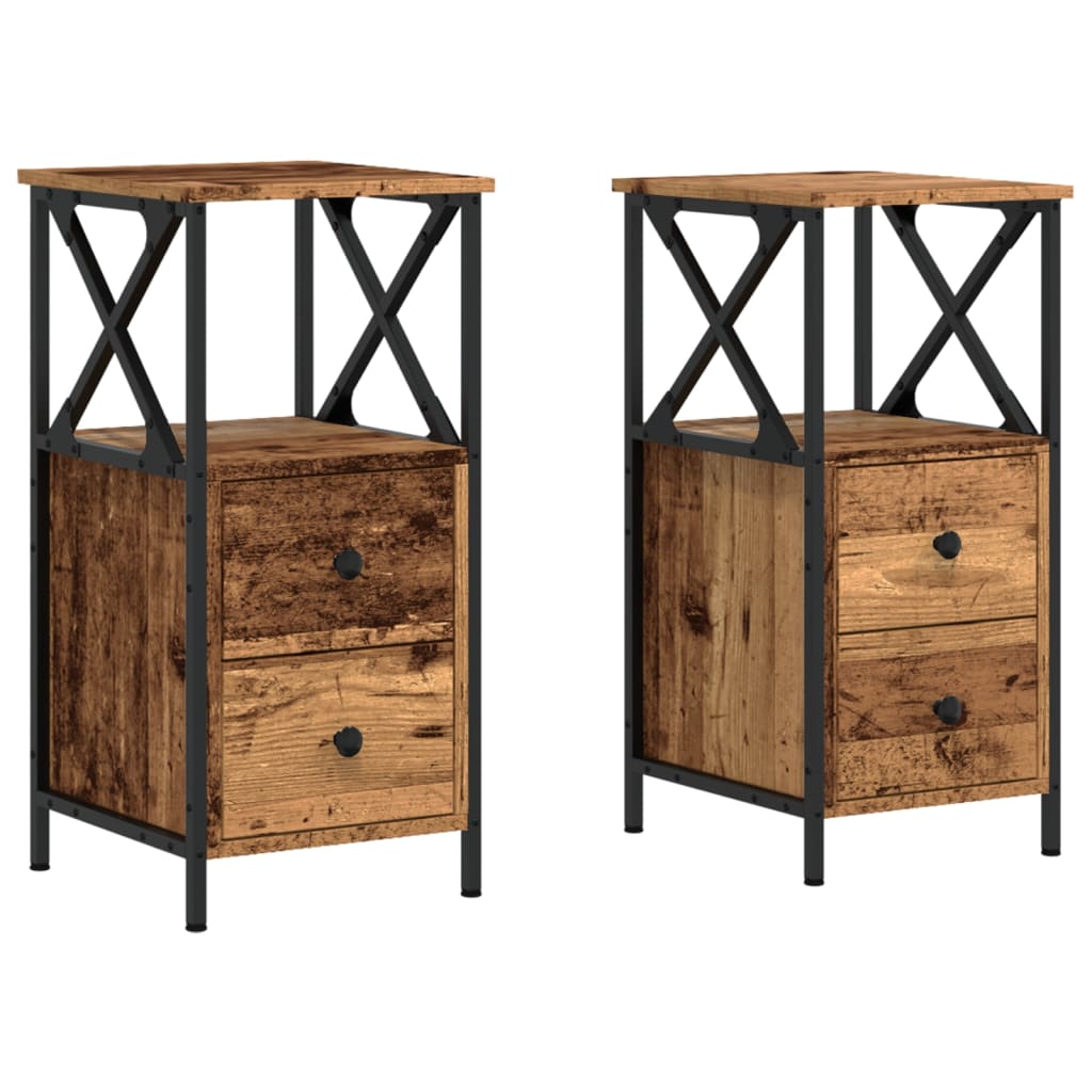 Bedside Cabinets 2 pcs Old Wood 34x35,5x70 cm Engineered Wood