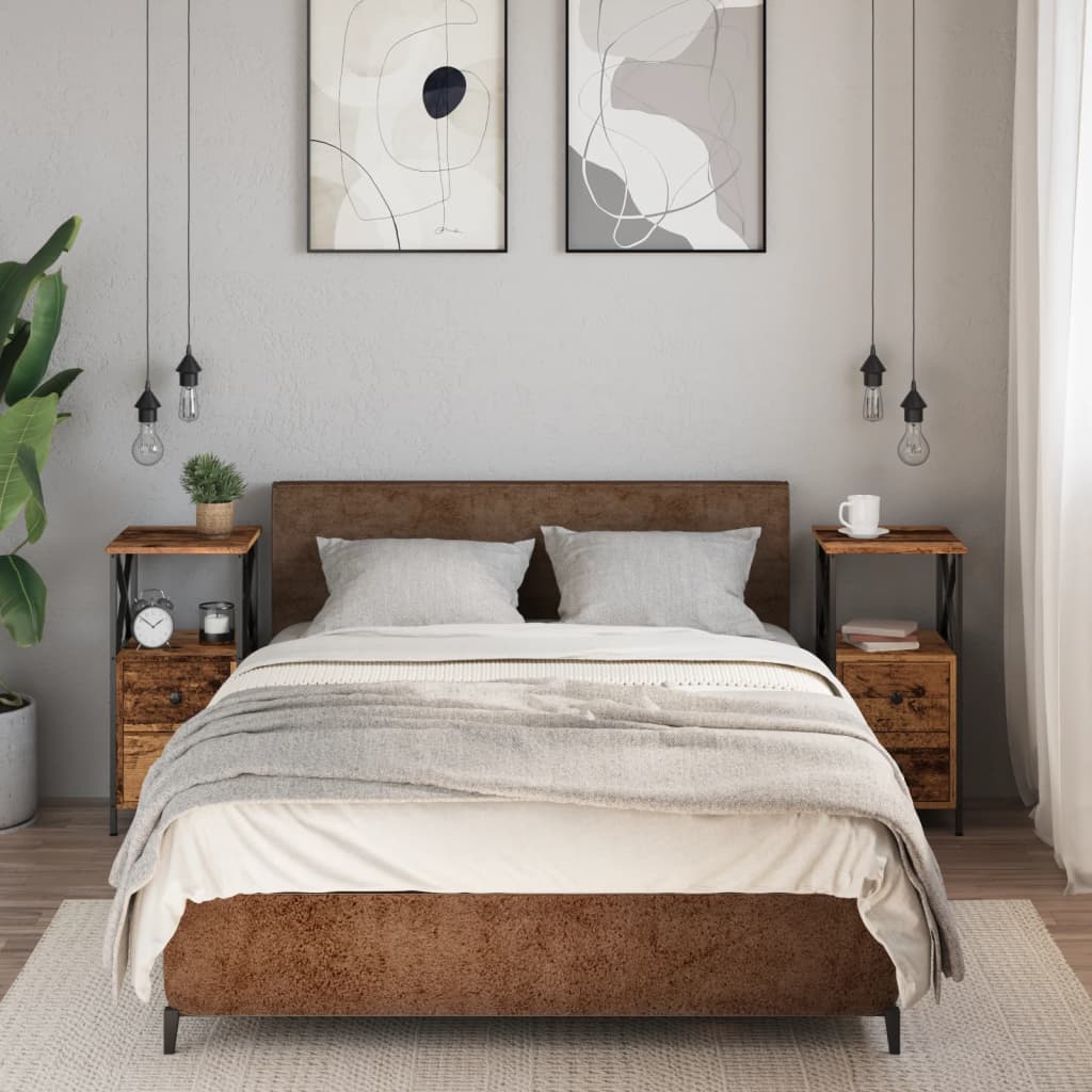 Bedside Cabinets 2 pcs Old Wood 34x35,5x70 cm Engineered Wood