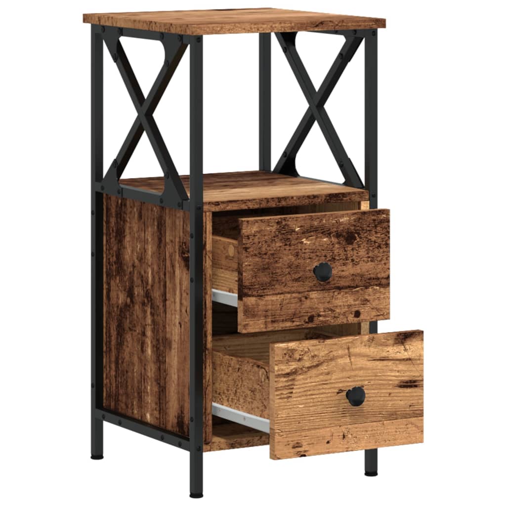 Bedside Cabinets 2 pcs Old Wood 34x35,5x70 cm Engineered Wood