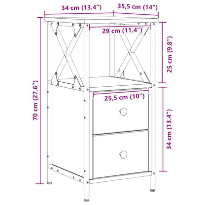 Bedside Cabinet Artisan Oak 34x35.5x70 cm Engineered Wood