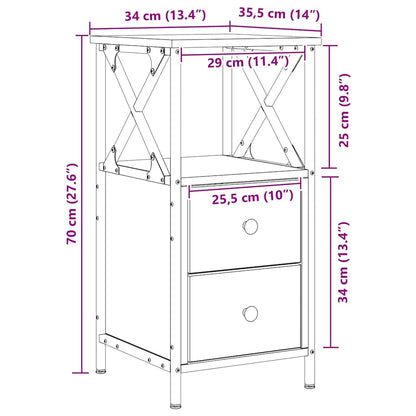 Bedside Cabinets 2 pcs Artisan Oak 34x35.5x70 cm Engineered Wood