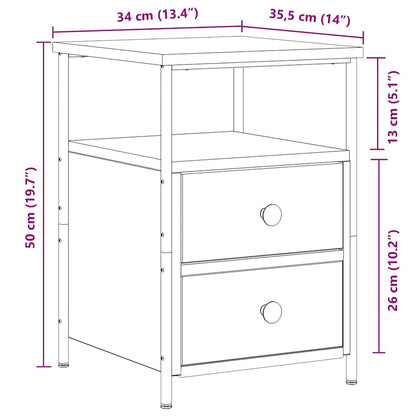 Bedside Cabinet Artisan Oak 34x35.5x50 cm Engineered Wood