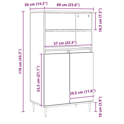 Highboard Artisian Oak 60x36x110 cm Engineered Wood