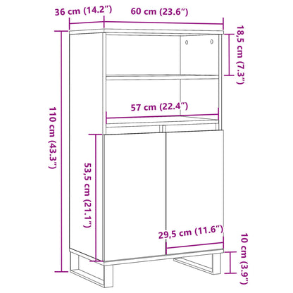Highboard Old Wood 60x36x110 cm Engineered Wood