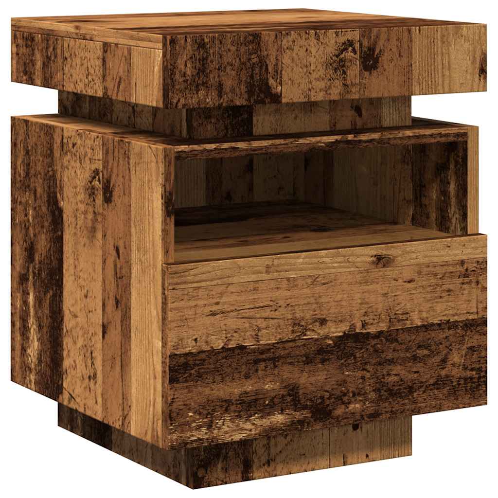 Bedside Cabinets with LED Lights 2 pcs Old Wood 40x39x48.5 cm