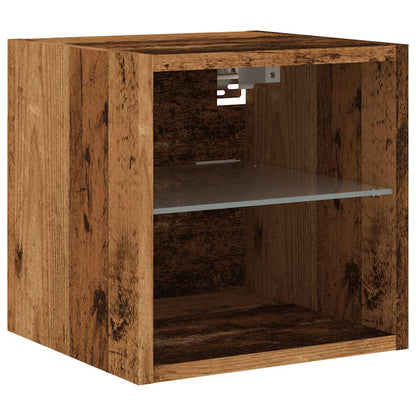 TV Wall Cabinet with LED Lights Old Wood 30x28.5x30 cm