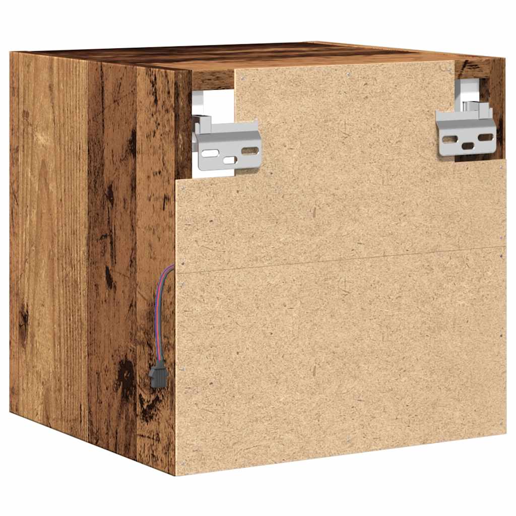 TV Wall Cabinet with LED Lights Old Wood 30x28.5x30 cm