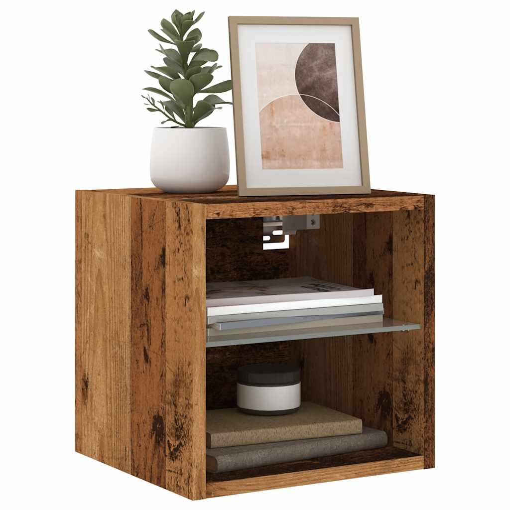 TV Wall Cabinets with LED Lights 2 pcs Old Wood 30x28.5x30 cm