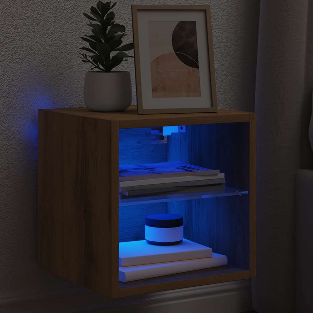TV Wall Cabinet with LED Lights Artisan Oak 30x28.5x30 cm