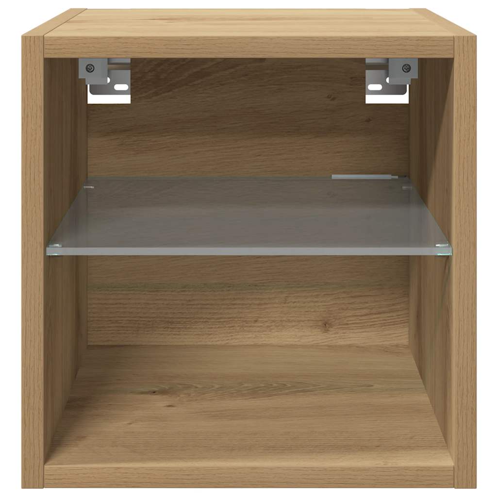 TV Wall Cabinets with LED Lights 2 pcs Artisan Oak 30x28,5x30 cm