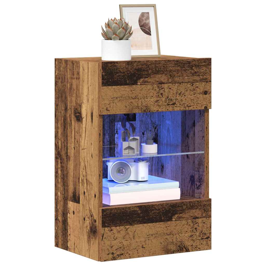 Wall Cabinets with LED Lights for TV 2 pcs Old Wood 40x30x60,5 cm