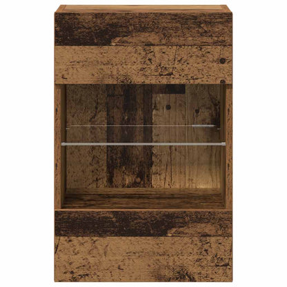 Wall Cabinets with LED Lights for TV 2 pcs Old Wood 40x30x60,5 cm