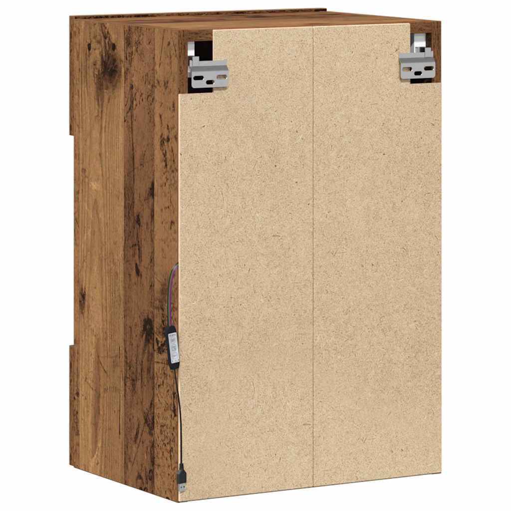 Wall Cabinets with LED Lights for TV 2 pcs Old Wood 40x30x60,5 cm