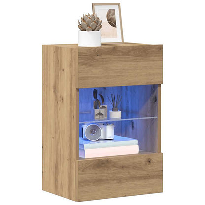 Wall Cabinets with LED Lights for TV 2 pcs Artisan Oak 40x30x60,5 cm