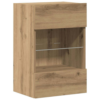 Wall Cabinets with LED Lights for TV 2 pcs Artisan Oak 40x30x60,5 cm