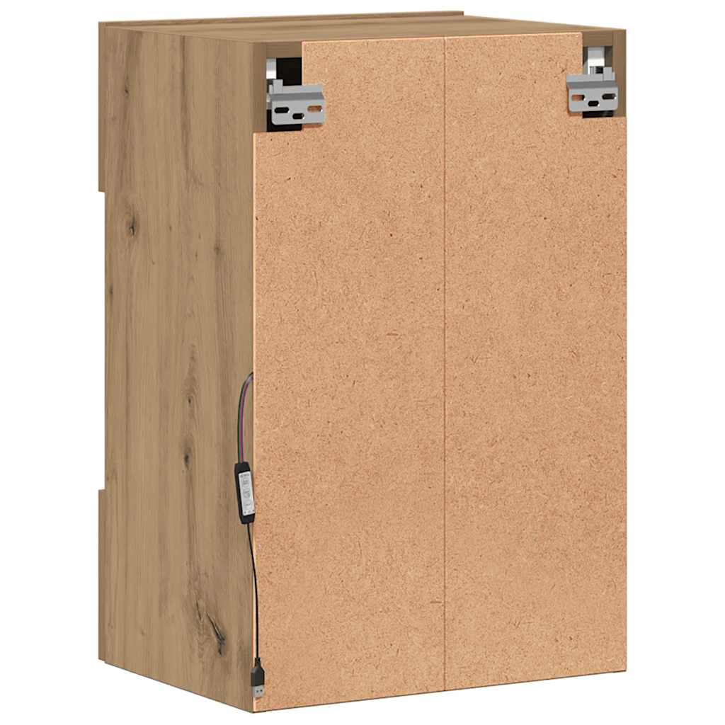Wall Cabinets with LED Lights for TV 2 pcs Artisan Oak 40x30x60,5 cm