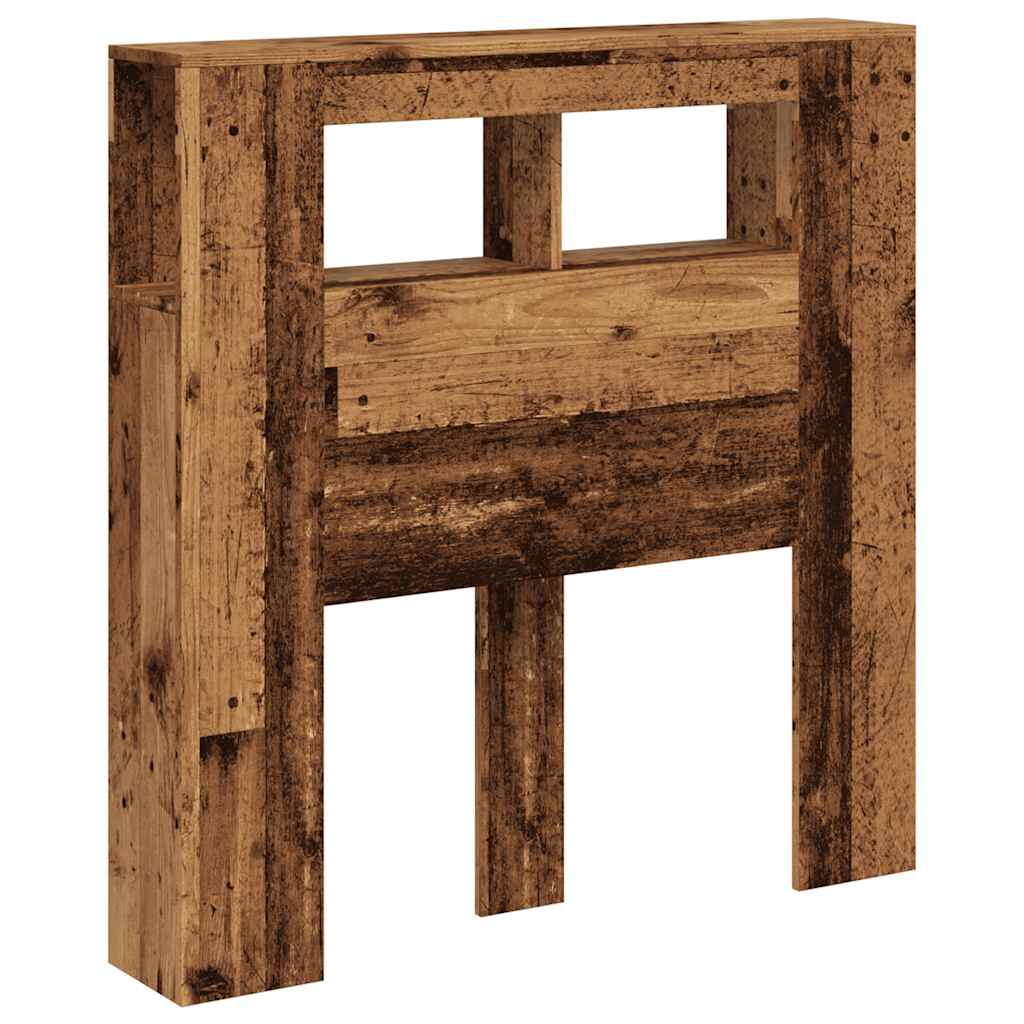 LED Headboard Old Wood 100x18,5x103,5 cm Engineered Wood