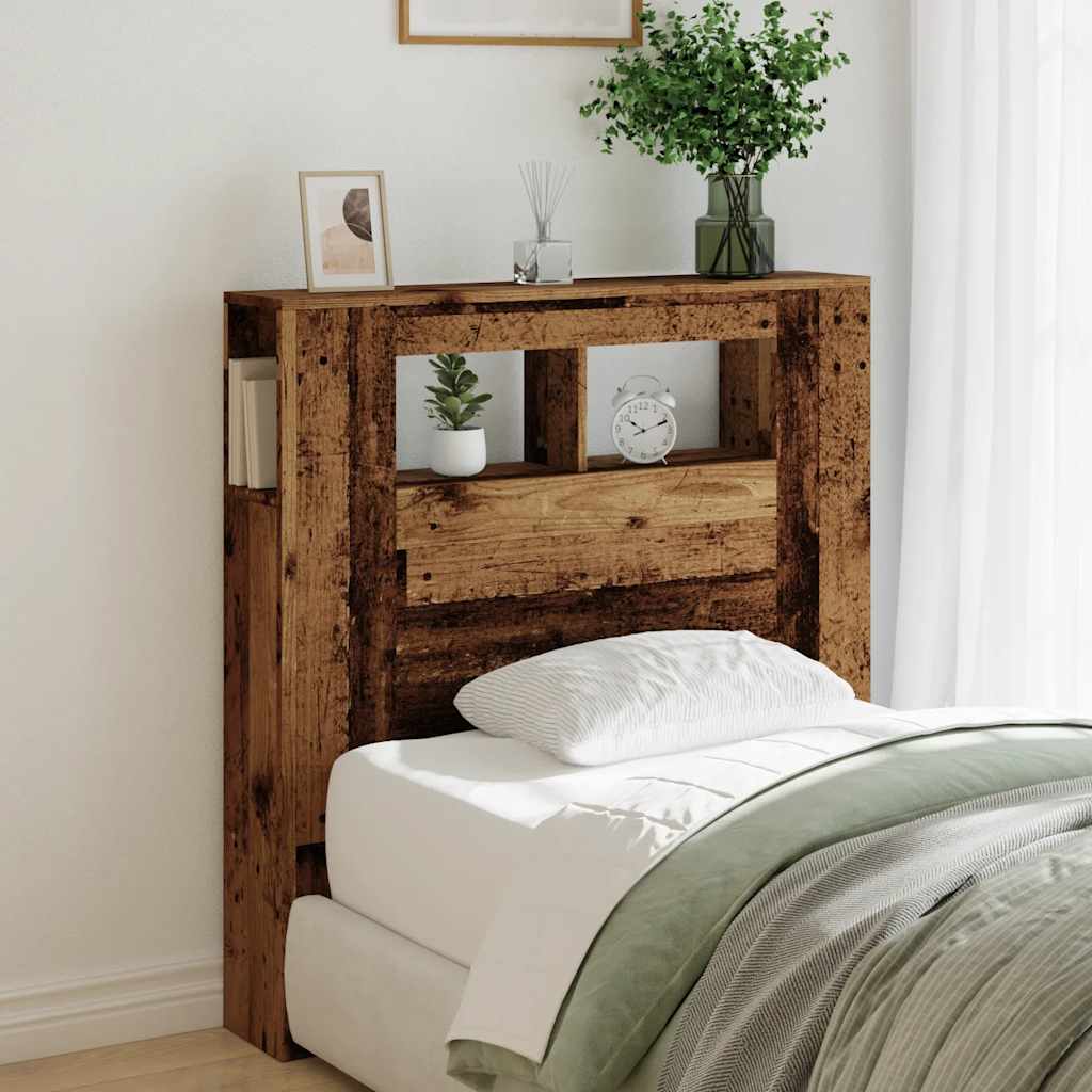 LED Headboard Old Wood 100x18,5x103,5 cm Engineered Wood