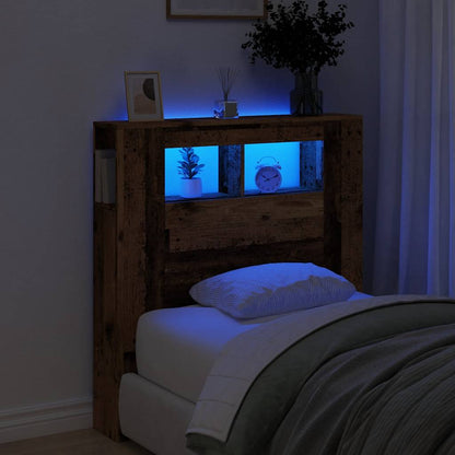 LED Headboard Old Wood 100x18,5x103,5 cm Engineered Wood