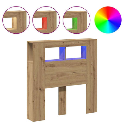 LED Headboard Artisan Oak 100x18,5x103,5 cm Engineered Wood