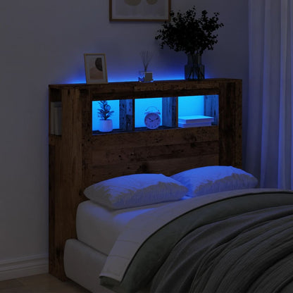 LED Headboard Old Wood 120x18,5x103,5 cm Engineered Wood