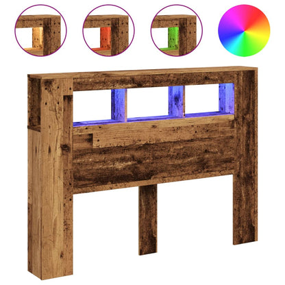 LED Headboard Old Wood 140x18,5x103,5 cm Engineered Wood