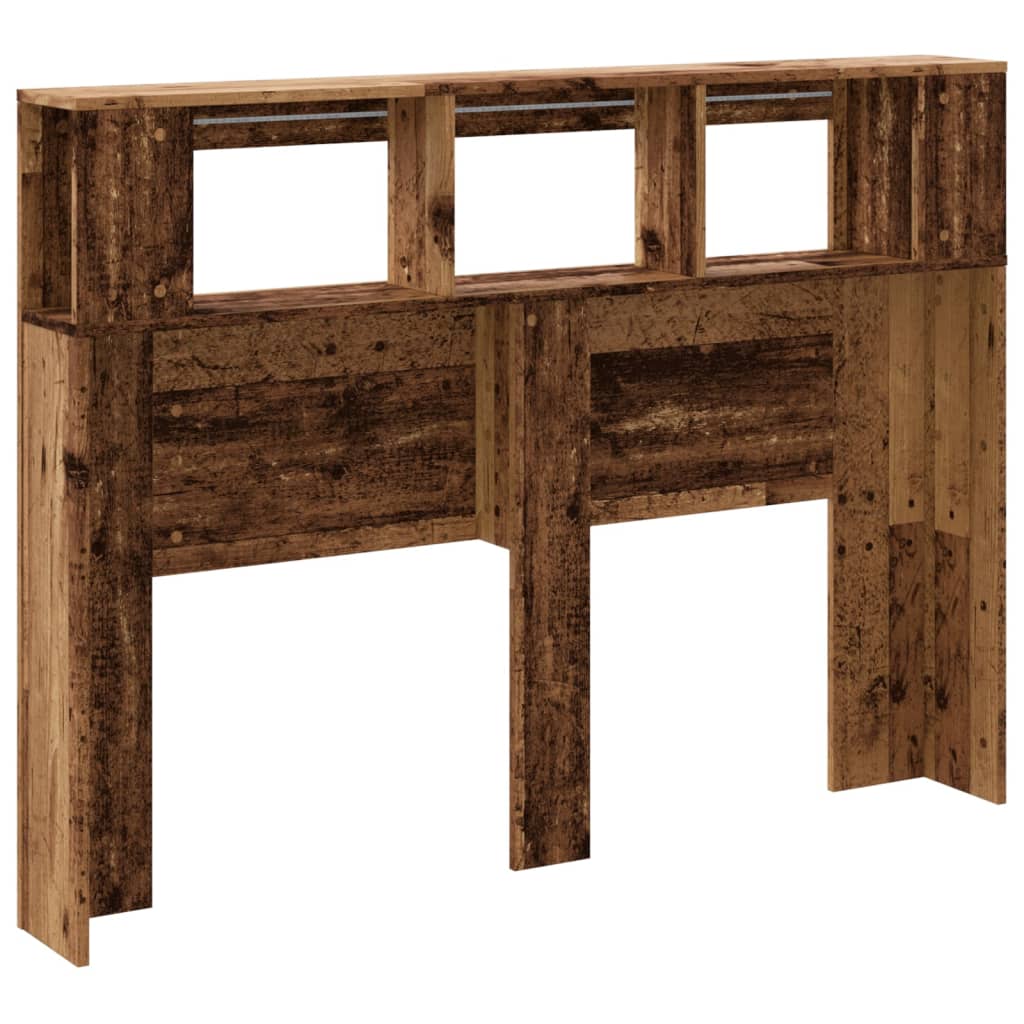 LED Headboard Old Wood 140x18,5x103,5 cm Engineered Wood