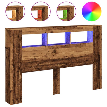 LED Headboard Old Wood 160x18,5x103,5 cm Engineered Wood