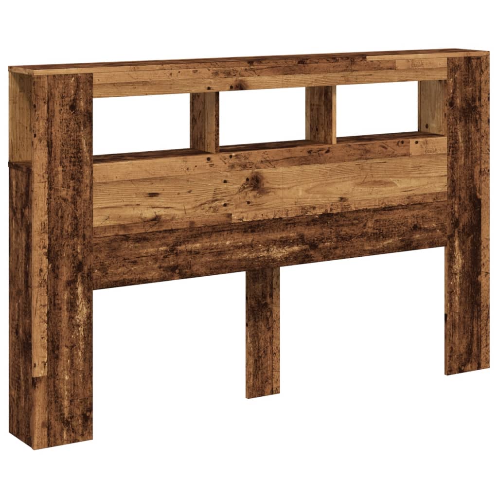 LED Headboard Old Wood 160x18,5x103,5 cm Engineered Wood