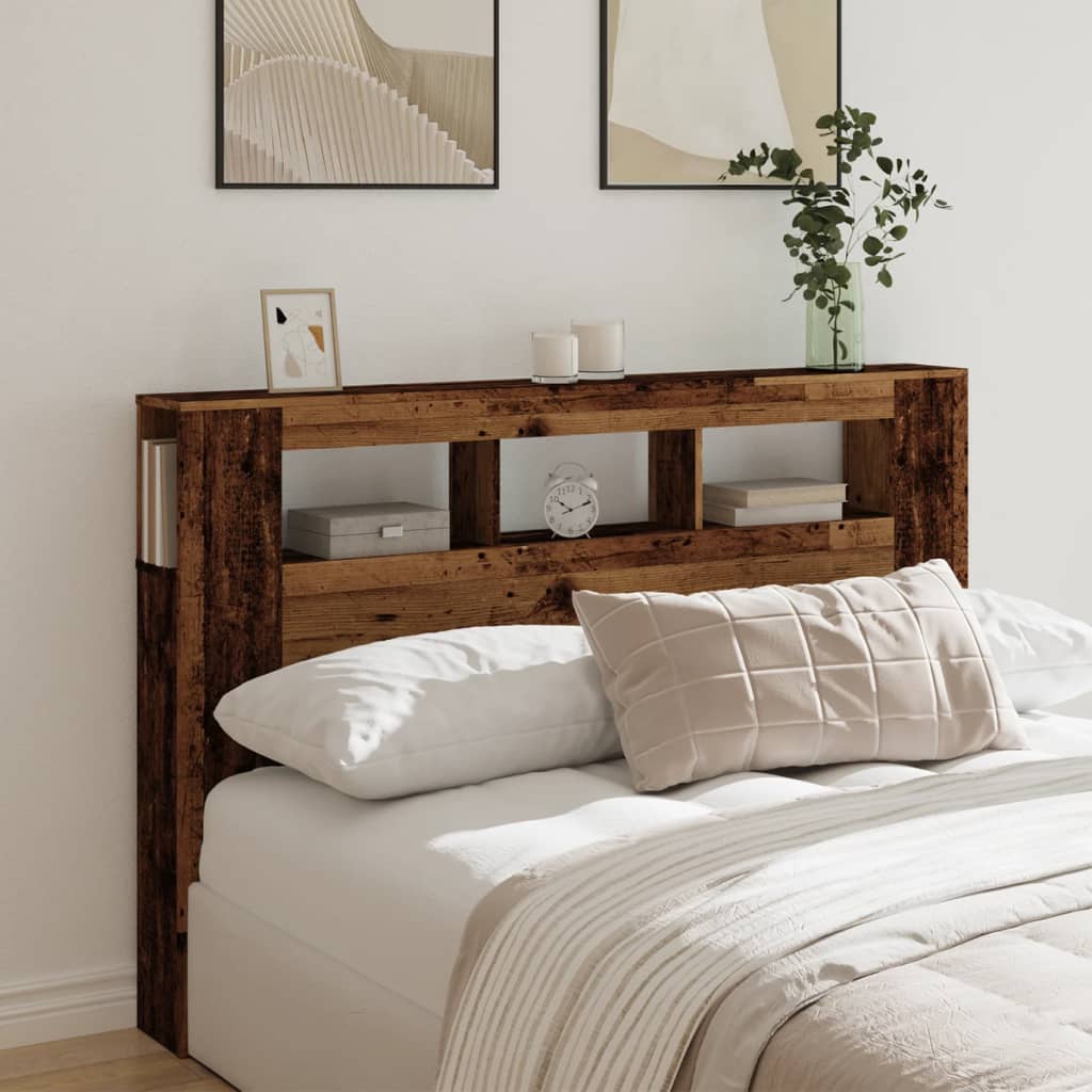 LED Headboard Old Wood 160x18,5x103,5 cm Engineered Wood