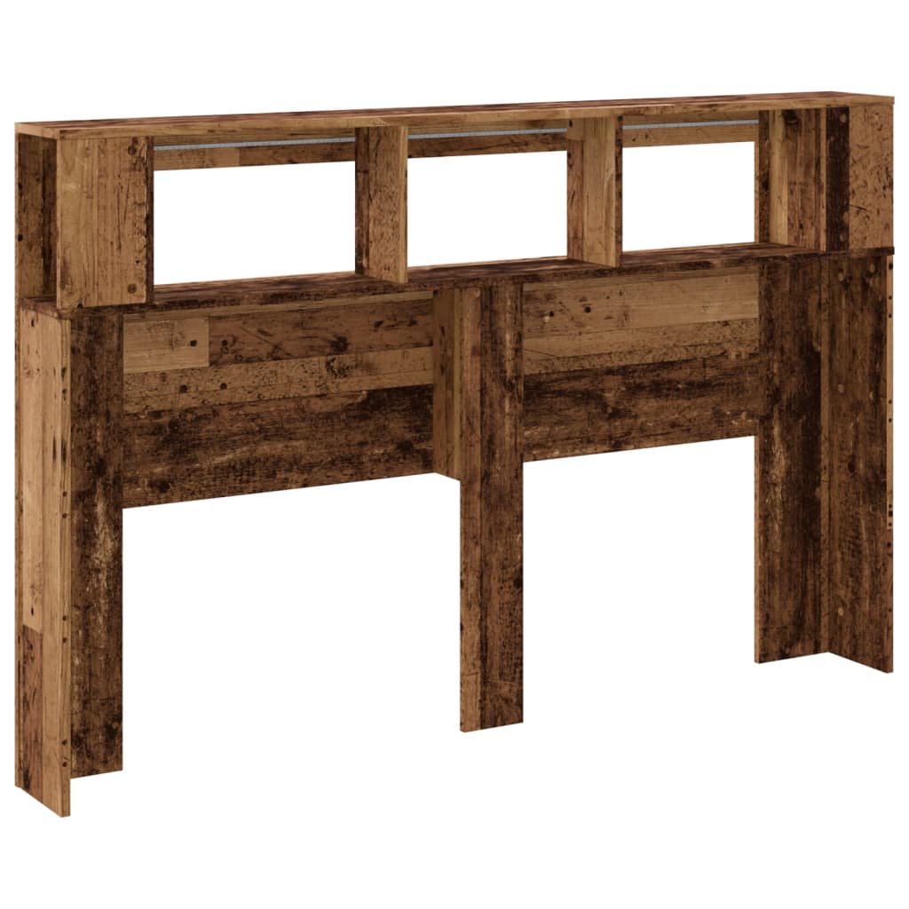 LED Headboard Old Wood 160x18,5x103,5 cm Engineered Wood