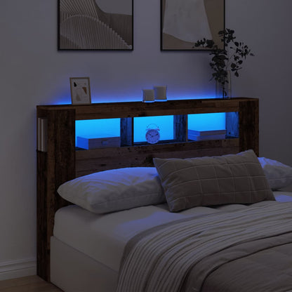 LED Headboard Old Wood 160x18,5x103,5 cm Engineered Wood