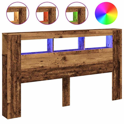 LED Headboard Old Wood 180x18,5x103,5 cm Engineered Wood