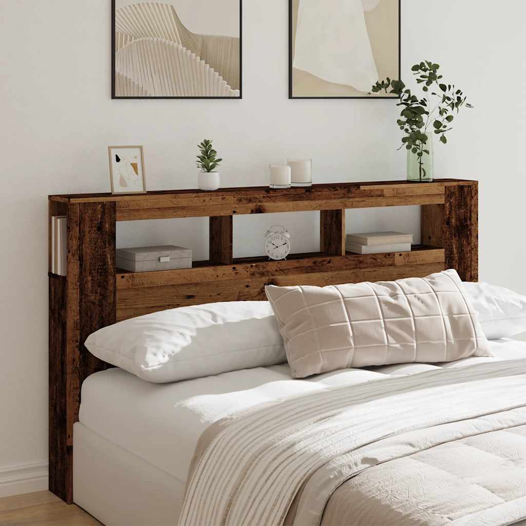 LED Headboard Old Wood 180x18,5x103,5 cm Engineered Wood