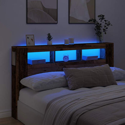 LED Headboard Old Wood 180x18,5x103,5 cm Engineered Wood
