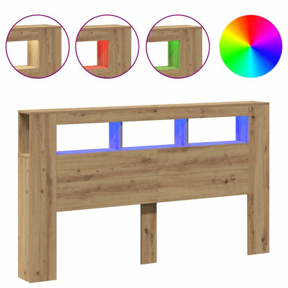 LED Headboard Artisan Oak 180x18,5x103,5 cm Engineered Wood