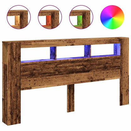 LED Headboard Old Wood 200x18,5x103,5 cm Engineered Wood