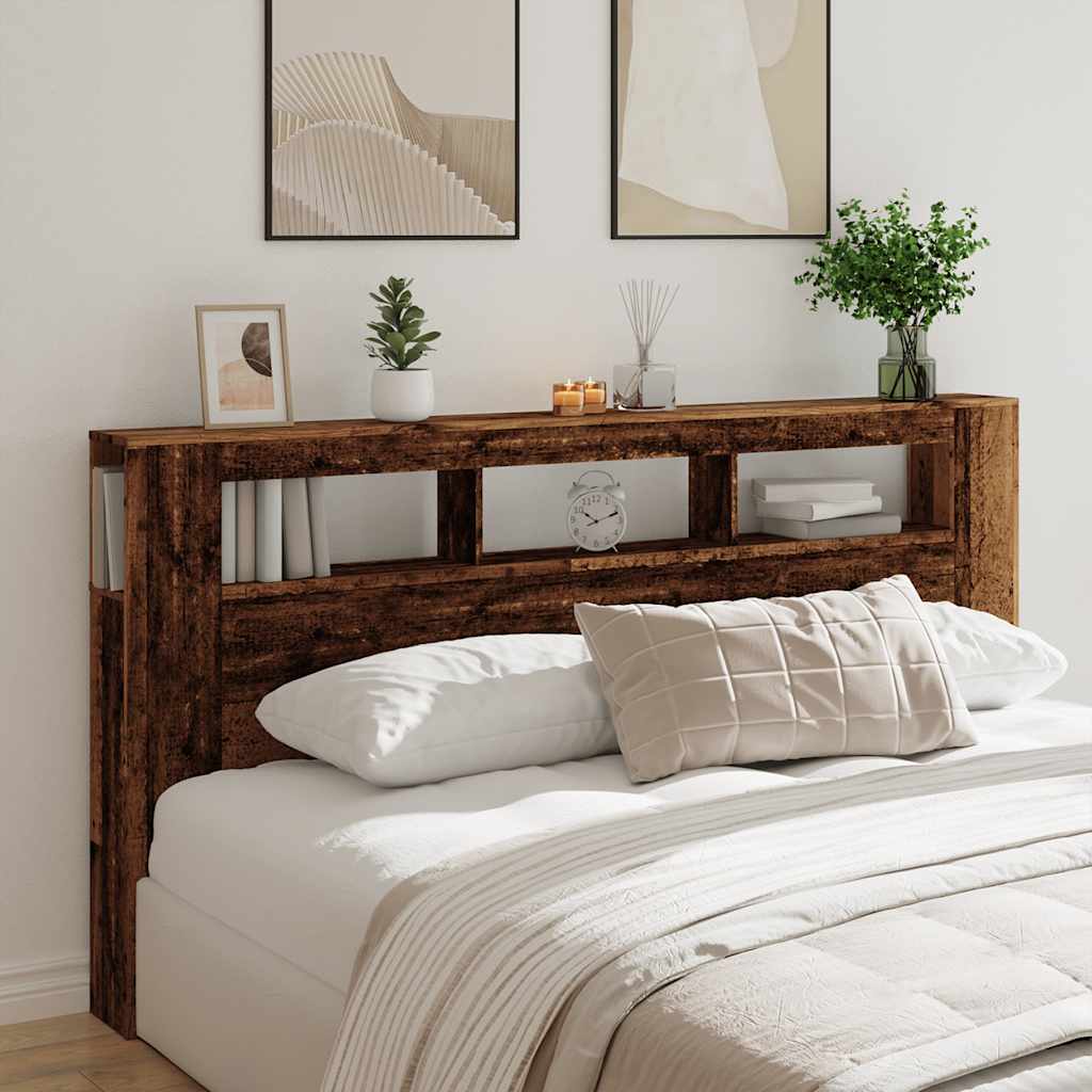 LED Headboard Old Wood 200x18,5x103,5 cm Engineered Wood