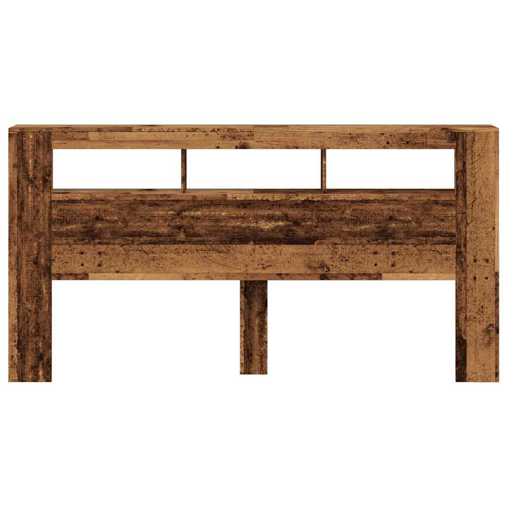 LED Headboard Old Wood 200x18,5x103,5 cm Engineered Wood