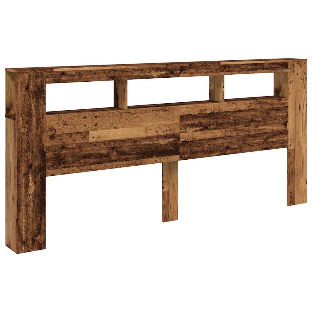 LED Headboard Old Wood 220x18,5x103,5 cm Engineered Wood