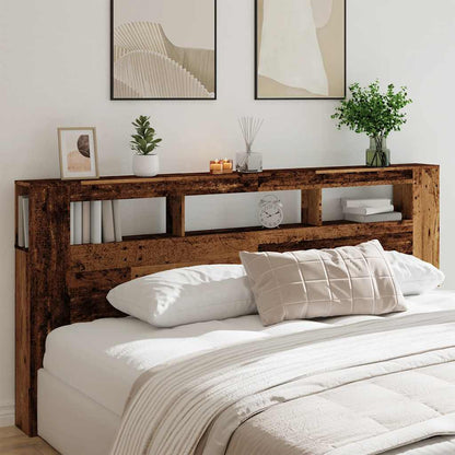 LED Headboard Old Wood 220x18,5x103,5 cm Engineered Wood