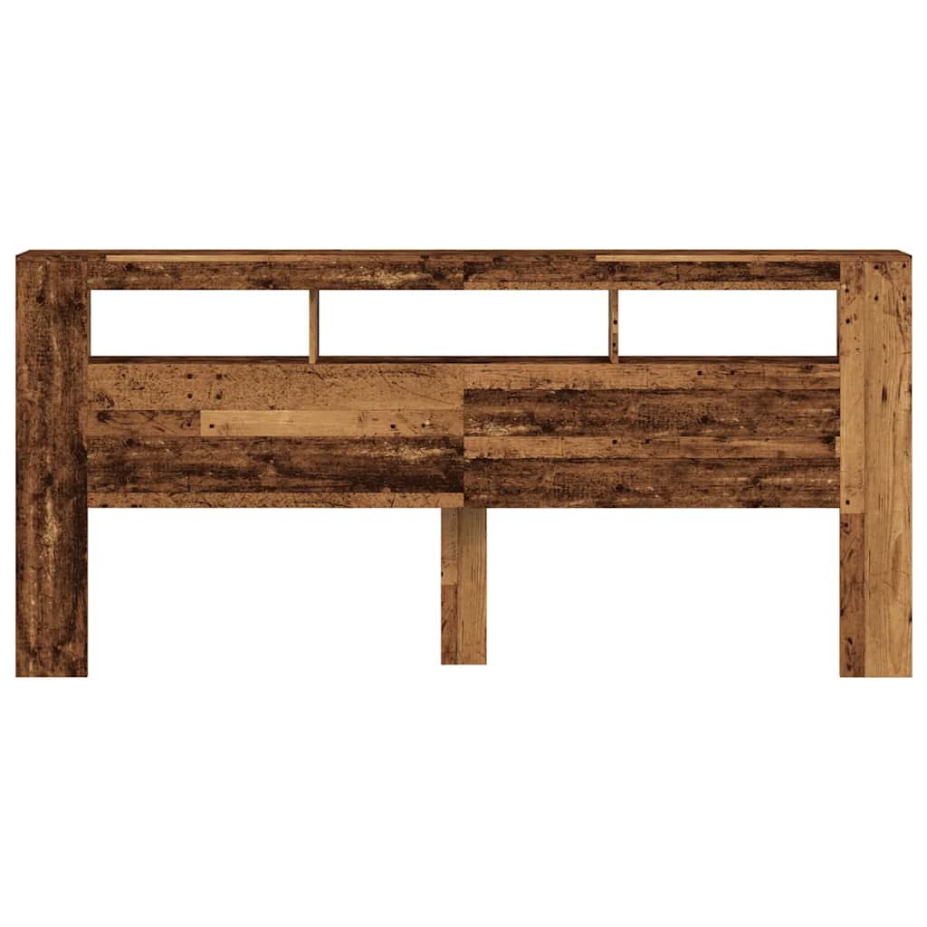 LED Headboard Old Wood 220x18,5x103,5 cm Engineered Wood