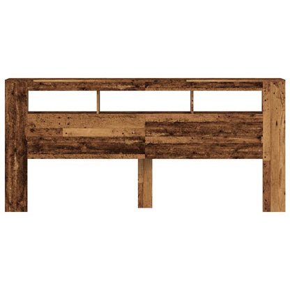 LED Headboard Old Wood 220x18,5x103,5 cm Engineered Wood