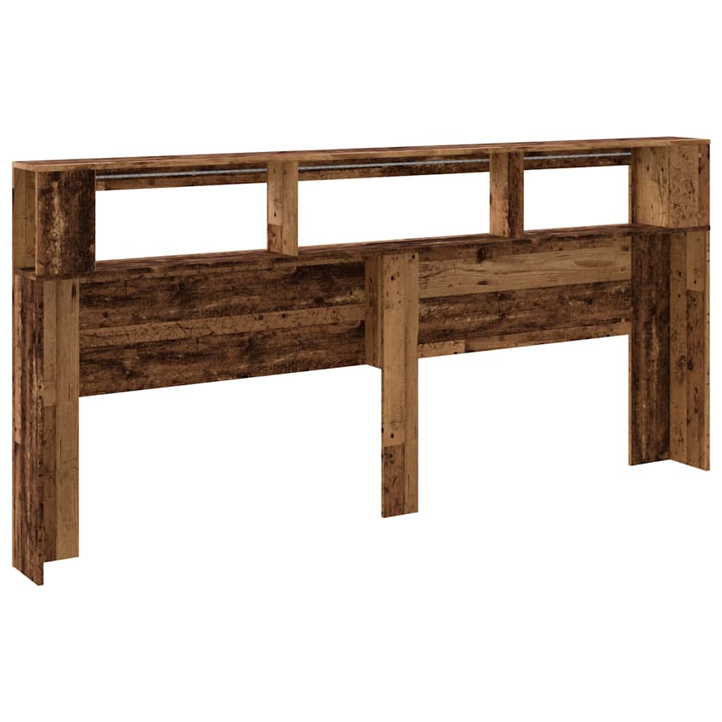 LED Headboard Old Wood 220x18,5x103,5 cm Engineered Wood